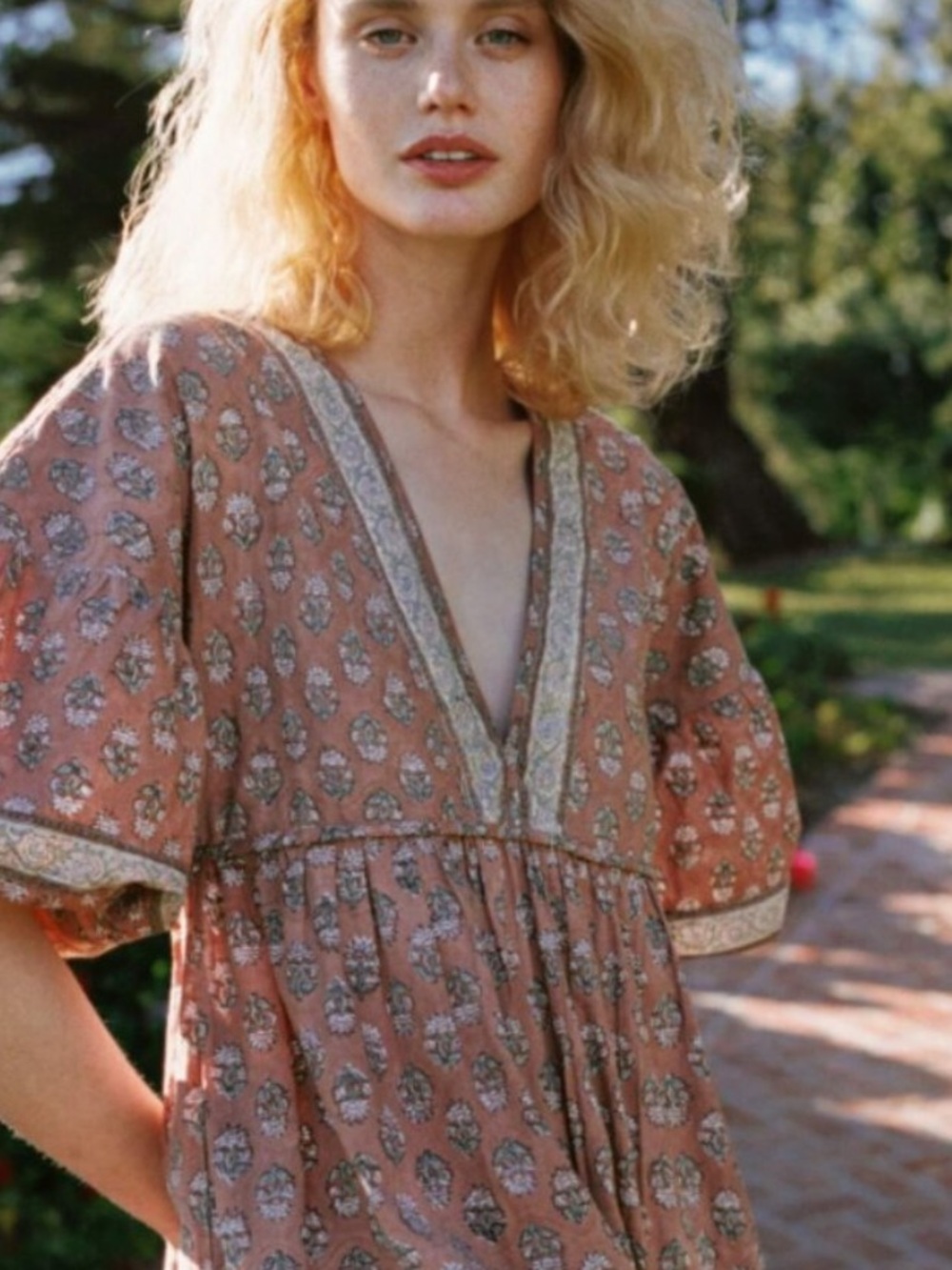Christy Dawn Block-Printed Dress